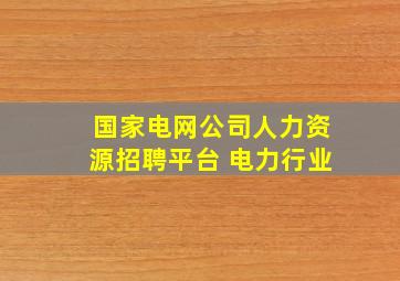 国家电网公司人力资源招聘平台 电力行业